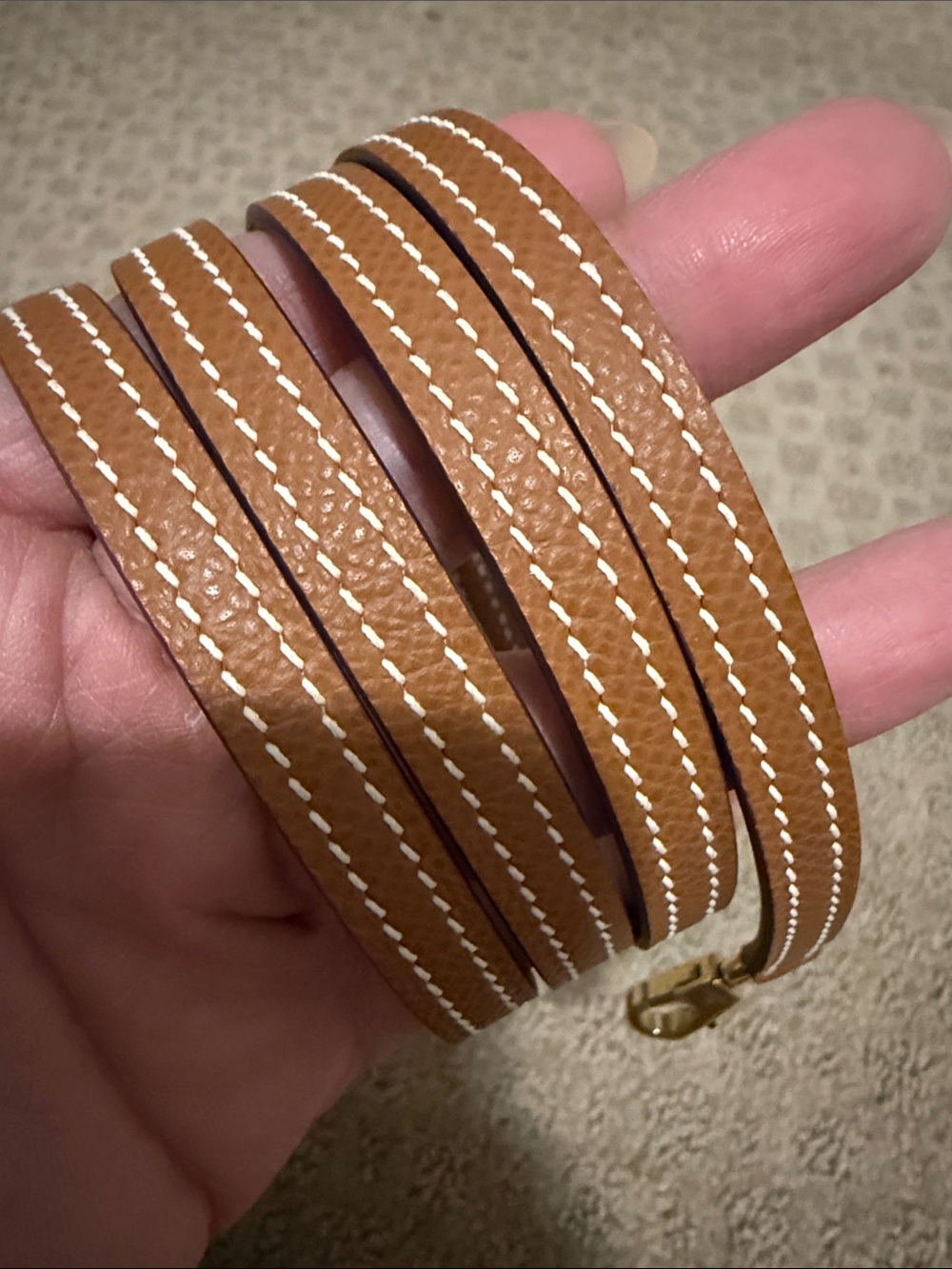 Mini Top-Handle Bag in Tan with Scarf-Wrapped Handle - Picture 11 of 11